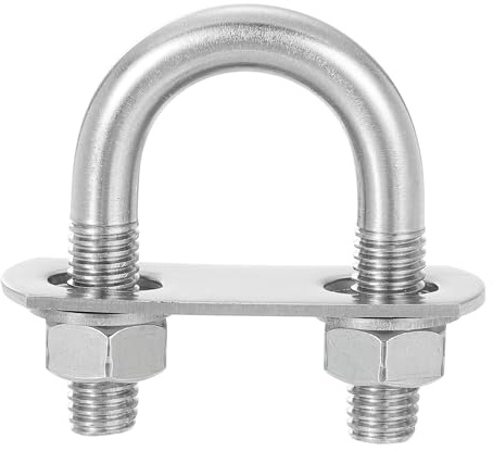 QUARKZMAN 4 Set U Schrauben M10 x 25mm ID x 56mm Länge Runde U Bügelschraube Edelstahl 304 Klammer Schellen U-Bolzen mit Gewinde Muttern Rahmenplatte Unterlegscheibe für Rohr Befestigung