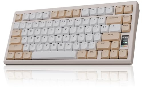 OOCTPK Mechanical Keyboard, Chilkey ND75 LP Wireless Gaming Keyboard with LCD Screen, Bluetooth 5.3/2.4G/USB-C, Hot Swappable Per-Key RGB Custom, Thin Front, Wrist Rest, Full-Aluminum, PC/Mac Support