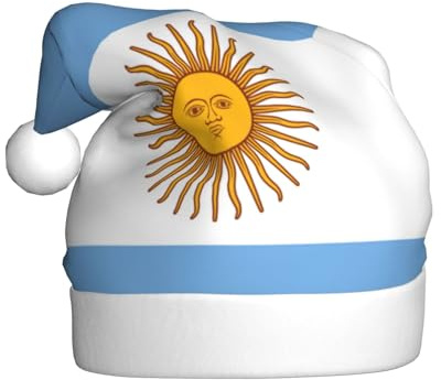 LEVNDIEJ Weihnachtsmütze mit argentinischer Flagge, für Erwachsene, Weihnachtsmütze, Feiertag für Unisex, Weihnachtsmütze für Neujahrsparty