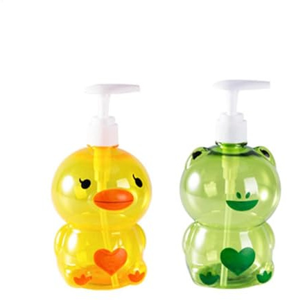 2 Stück Seifenspender Kinder Plastik, Pumpflasche 250/500ml Kunststoff, Frosch Seifenspender Kinder, Shampoo Spender Pumpflasche Kunststoff, Lotionspender Für Dusch Shampoo Spülung Badezimmer