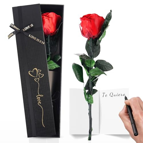 Trends by Twins® Rosa Eterna – Rosa Preservada Natural – Flores secas decoración - Flor Eterna Hecha a Mano – Regalos Originales para Mujer, Regalo Cumpleaños, Amiga o Madre