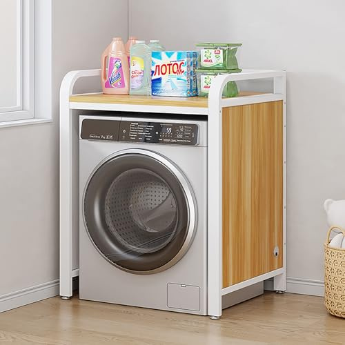 Mueble Lavadora Secadora Exterior,Soporte Para Secadora Con Estante,Estantería Para Lavadoras,Unidad De Almacenamiento De Máquina Sobre Lavadora,Encima Del Estante De La Lavadora(Brown)