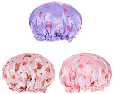 BOHUIZ 3 Stück Kinder Duschhaube, Wasserdichte Karikatur Duschhaube Haare Waschen Kinderschutz Duschhaube Damen für Mädchen Frauen Kinder Lange Haare Dusche Spa