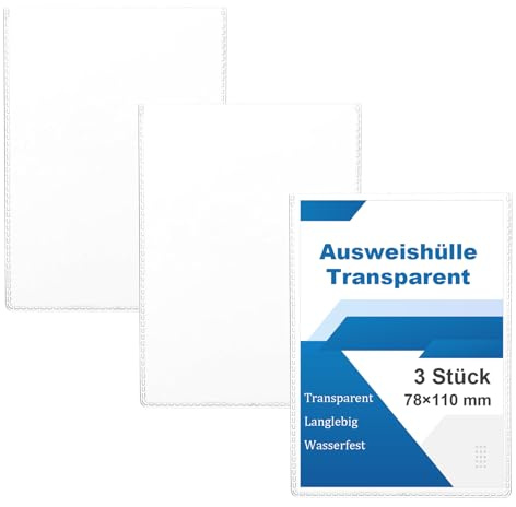 WDFCN 3 Stück Ausweishülle A7 Hülle Schülerausweis 78×110 mm Transparent Kreditkartenhülle Scheckkartenhülle Karten SchüLerausweis Kartenhüllen Fahrkartenhülle für Ausweis ID EC Card (3, 78×110 mm)