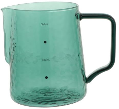 ULTECHNOVO Pot à Lait en Verre Borosilicate 500ml Vert Gradué Résistant la Chaleur pour Café Latte Thé au Lait Service de Table