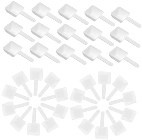 Misurino per Bucato in Plastica Bianco 40 Pezzi 15g | Detersivo in Lavatrice e Lavaggio a Mano, Misura Quadrata 9, 8x4, 6x2, 3cm