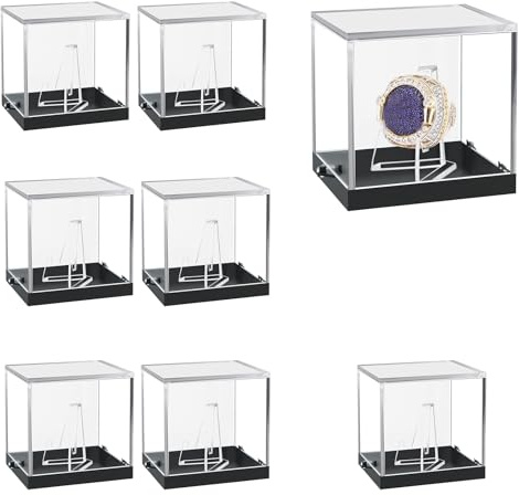8 vetrina per anelli Championship, trasparente, con 8 supporti per anelli, scatola in acrilico, regalo per gli appassionati di sport, 55 x 55 x 55 mm