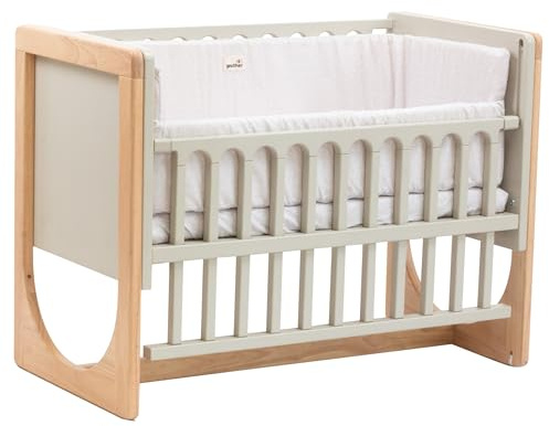 Geuther 4-in-1 Beistellbett Baby Hato, Baby Erstausstattung für Babyzimmer ab Geburt I Gitterbett umbaubar als Kinderbett, Sitzbank oder Kindertisch I Babybett mit Matratze I Buchenholz, Natur-Beige