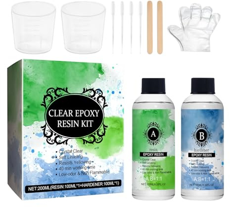 Zasdvn Kit De Resina Epoxi 2x90ml - Resina Epoxi De Curado Rápido Transparente | Endurecedor Anti Amarillamiento Autonivelante De Alto Brillo Curado Rápido Para Reparar Joyería Arte Mesa Río