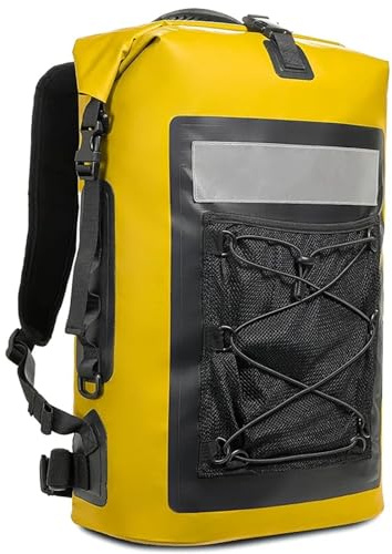 GSXLZ wasserdichte Tasche Schwimmen Kajak Dry Bag Rucksack for Frauen Männer wasserdichte Schulter Trekking Driften Rafting Surfen Bootfahren PVC Camping Tasche 35L(Yellow)