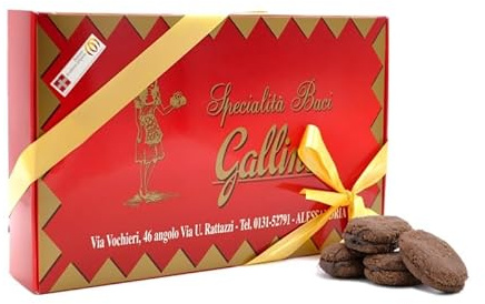 Specialità Baci di Gallina Scatola Regalo - Baci di Dama Piemontesi al Cacao Biscotti Cioccolato Artigianali - Dolci Pasticceria Artigianale con Nocciole Piemontesi, Cacao e Cioccolato Fondente (440)