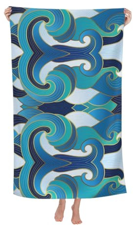 Handtücher Abstrakte Wellen Badetuch Saugfähige Duschtuch Mikrofaser Badetücher Für Reise Strand Meer 80X130Cm