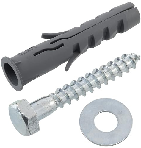 AERZETIX - Kit de 10 chevilles à collerette Ø14x70 mm en nylon pour matériaux pleins + 10 vis tirefond Ø10x70 mm + 10 rondelles larges pour boulon M10