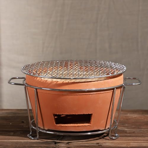 Clay Grilling Stove, Clay Charcoal Stove, Multifunctional Pottery Barbecue Stove, Portable Ceramic Grill, Tabletop BBQ Grill for Home, Picnic, Camping, Tea Making and O,One Color-12x9in/30.5x23cm
