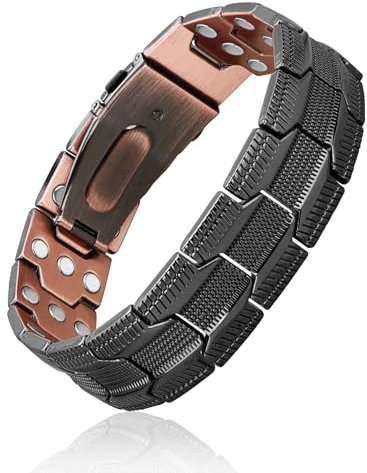 MagEnergy Herren Kupferarmband mit Schmetterlingsverschluss | 99,99% massives Reinkupfer mit 3800 Gauss Magneten. Mit Werkzeug verstellbar, hautverträglich & angenehm im Alltag