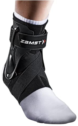 Zamst A2-DX Chevillère Noire de Sport – Support Respirant pour Cheville pour Hommes et Femmes avec Stabilisateurs Renforcés pour Entorse Grave de la Cheville – Pied Droit, Taille M