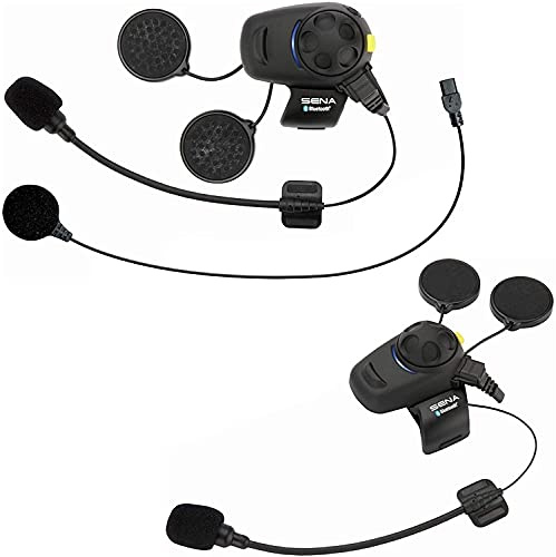 Sena SMH5-FM Bluetooth-Kommunikationssystem mit integriertem FM Tuner für Motorräder und Roller mit Kabel- und Schwanenhalsmikrofon Doppelpack