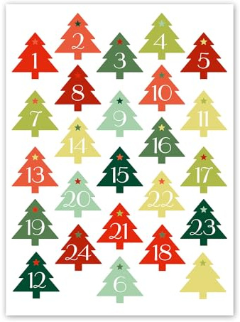 younikat 24 Zahlen-Aufkleber Adventskalender Weihnachtsbaum - dv052 | Basteln Weihnachten Advent, DIY Adventskalender, selbstklebend