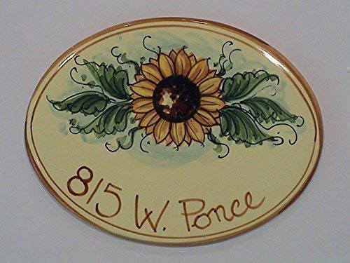 Civic numbers and ceramic plates Oval CENTRAL SUNFLOWER - you can order here your personalized number