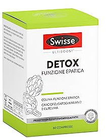 SWISSE Detox - Colina Integratore con Cardo Mariano, Curcuma ed Estratto di Carciofo, Integratori Alimentari per Supporto Funzione Epatica - 60 Compresse Rivestite, Facili da Deglutire, Made in Italy