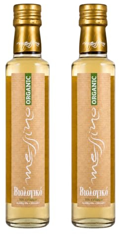 Messino Vinaigre Blanc Bio Grec 2x250ml (500ml) – Vegan | Vinaigre blanc biologique grec, goût aigre-doux profond, sans sucre ajouté – pour salades et marinades