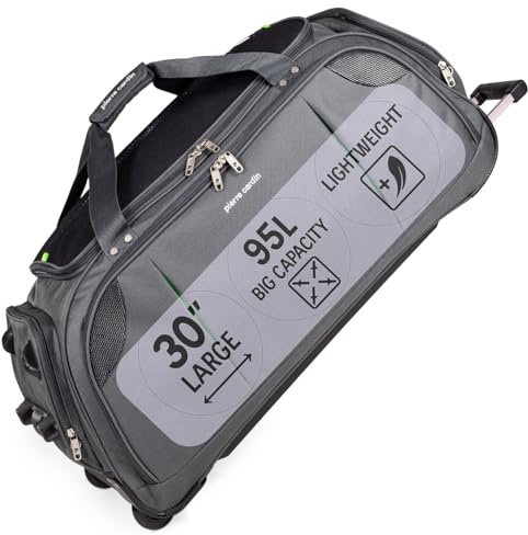 Borsa a tracolla grande leggera con ruote - Borsa con ruote di Pierre Cardin | Ruote da skate resistenti allo stress | Trolley Borsa da viaggio con ruote CL769, Grigio, Large Grigio 26