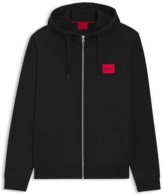 HUGO Herr Daple212 sweatjacka av bomull frotté med logotypmärke, Black1, M