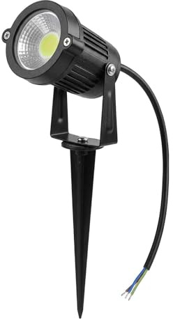Faretto LED da Giardino con Picchetto 5W 6500K Luce Fredda IP65 Spot Esterno per Piante Alberi Giardino Fascio 60° Alluminio Vetro 100-240V