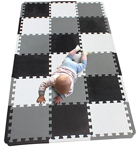 MQIAOHAM® 18 Stücke + 18 Kanten Baby puzzelmatten für Babys spielmatte Kinder puzzlematte Teppich XZ301018-101104112