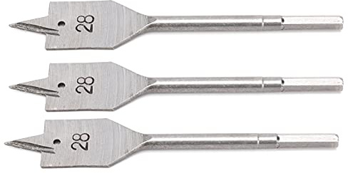 3Pcs High Carbon Steel Flat Wood Drill Bit Set 28mm Woodworking Hole Drilling Tools