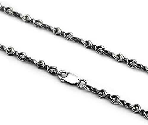 Daesar Kette Herren 65CM Silber 925, 4MM Gliederkette mit Karabinerverschluss Halskette Silber Biker Partnerkette Freundschaftskette für Männer Jugend