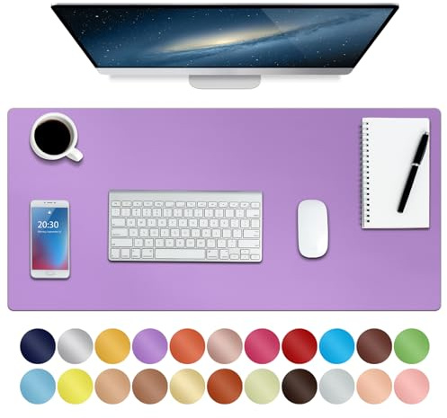 Leder-Schreibtischunterlage, wasserdichte Schreibtischunterlage für Schreibtisch, Schreibtischunterlage für Tastatur und Maus, Leder-Mauspad-Schutz für Büro und Zuhause, 76 * 36.5cm(MPurple)