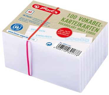 herlitz Karteikarte A8, für Vokabeln, liniert, weiß, Blauer-Engel-zertifizert, 1000 Stück