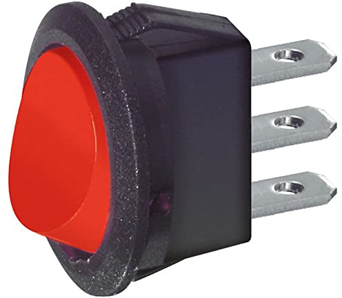 Interrupteur unipolaire à bascule SPST unipolaire ON-OFF avec bouton rouge et bornes faston 4,8 mm, trou de montage diamètre 20 mm, 250 V 6,5 A