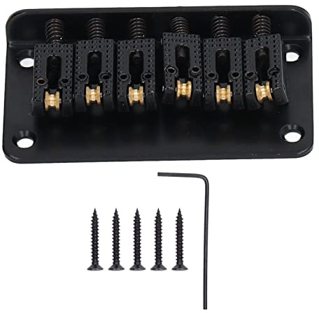 Fester Sattel,Top Load Hardtail Bridge,6-saitige Gitarre ohne Tremlo,Chrom (Schwarz)