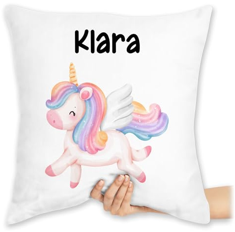 Kissen 40x40 Zierkissen - Einhörner - Süßes Einhorn Sweet Unicorn - 40 x 40 cm - Weiß - einhornkissen Unicorns und Einhorn-Kissen einhörnern kuschelkissen personalisierter mädchen