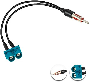 Vecys Dual Fakra Z auf DIN Stecker Adapter Kabel 12inch/30CM RG174 für FM/AM Radio Antenne