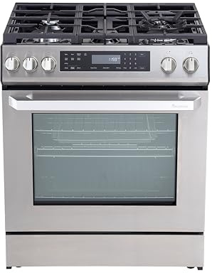 Rangaire RRG303GS 30 Glass Touch Gas Range Oven - Stainless Steel, Sealed Burners, True Convection, Self Cleaning, Easy Reach Racks