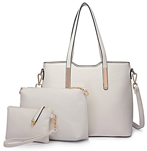 Miss Lulu Borsa Università Donna Nero Grande, Borsa a Mano Set Tote Bag Impermeabile PU Pelle,Borse a Spalla Tracolla Donne per Shopping Scuola Viaggio