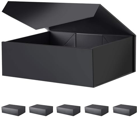BLK&WH Faltbare Trauzeugen-Boxen – 6 große schwarze Geschenkboxen mit magnetischen Deckeln, 34,9 x 22,9 x 10,4 cm