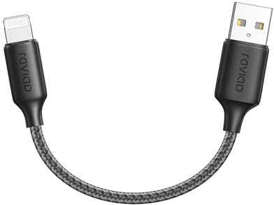 RAVIAD Câble iphone Court 15CM Chargeur iPhone, [Certifié MFi] Nylon Cable