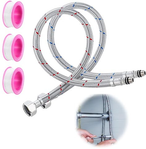 Horrex 2 Pezzi 80cm Tubo Rubinetto Cucina Flessibile per Miscelatore Cucina Estraibile Tubo per Rubinetto da Cucina per Miscelatore Cucina In Nylon per Doccetta di Ricambio