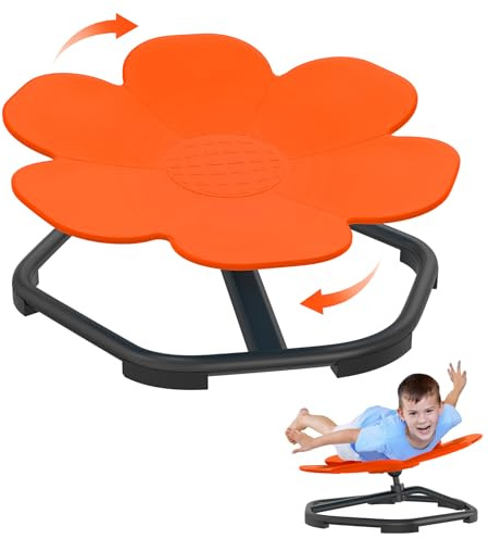 UISEBRT Carrousel - Chaise pivotante pour enfant - Motif autisme - Jouet d'entraînement - Coordination physique et équilibre - Pivotant - Orange