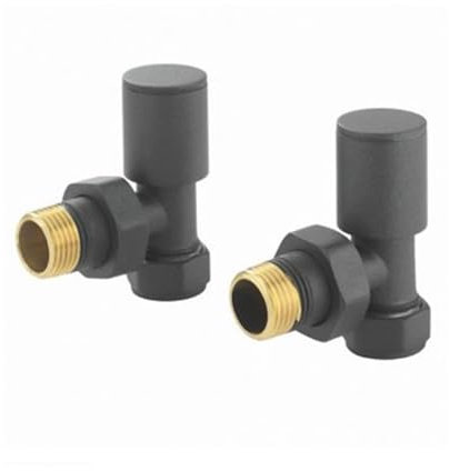 Manual Radiator Valve Round Angled - 15mm x R 1/2 - Anthracite