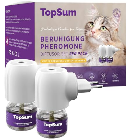 TopSum Pheromone Katzen Diffusor Kit: Katzen Pheromone Starterset - Katzen Beruhigung - Fördert Wohlbefinden & Verhaltensunterstützung, 2er-Pack (S Violet)