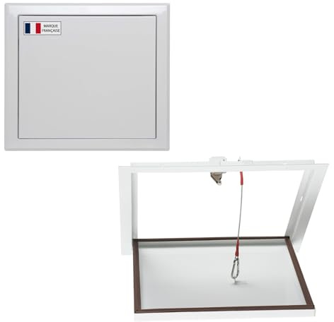 AIROPE-Trappe de Visite 300x300 mm en Acier,Fabriquée Uniquement pour le Plafond,avec Corde de Sécurité,Fermeture Magnétique Premium,Installation Sécurisée,Accès Facile aux Câbles,Équipements Cachés