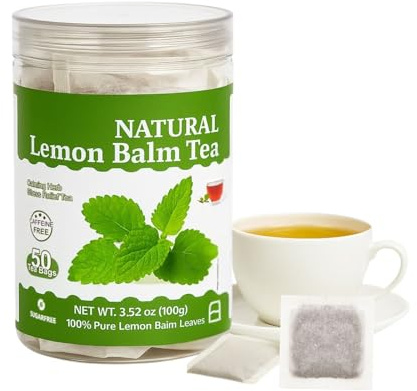 Lemon Balm Tea Bags – 50 Count | Dried Lemon Balm Leaves for Relaxation & Sleep | Calming Herbal Tea | Caffeine-Free