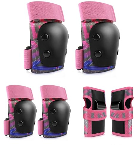 Knäskydd, barn, skydd, inlines, barn, knäskydd, armbågsskydd, set för 3–5 – 8 år, pojkar, flickor, skyddsutrustning, skyddsset för skotrar, cykling, skateboard, skoter