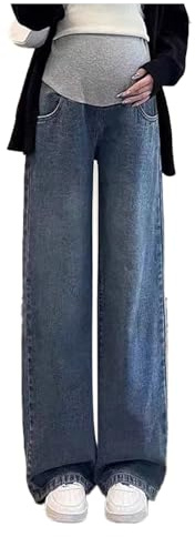 Olamao Vaqueros de embarazo Slim Wide Leg | Cinturón ajustable | Moda Elegante | Adecuado para mujeres de hasta 165 cm | Ideal para el día a día y el trabajo, Type-01, XL