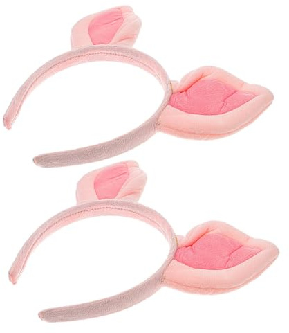 DEARMAMY 2 Stück Schweineohren Stirnband Ohr Kopfschmuck für Damen Mädchen Weiches Stoff Cosplay Party Haarband Sicher Sitzend Niedliches Karneval Fasching Accessoire